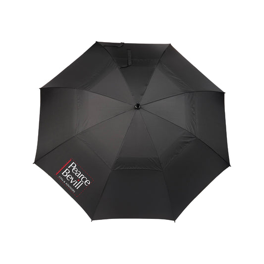 58" Recycled Golf Umbrella with Wooden Handle - Black